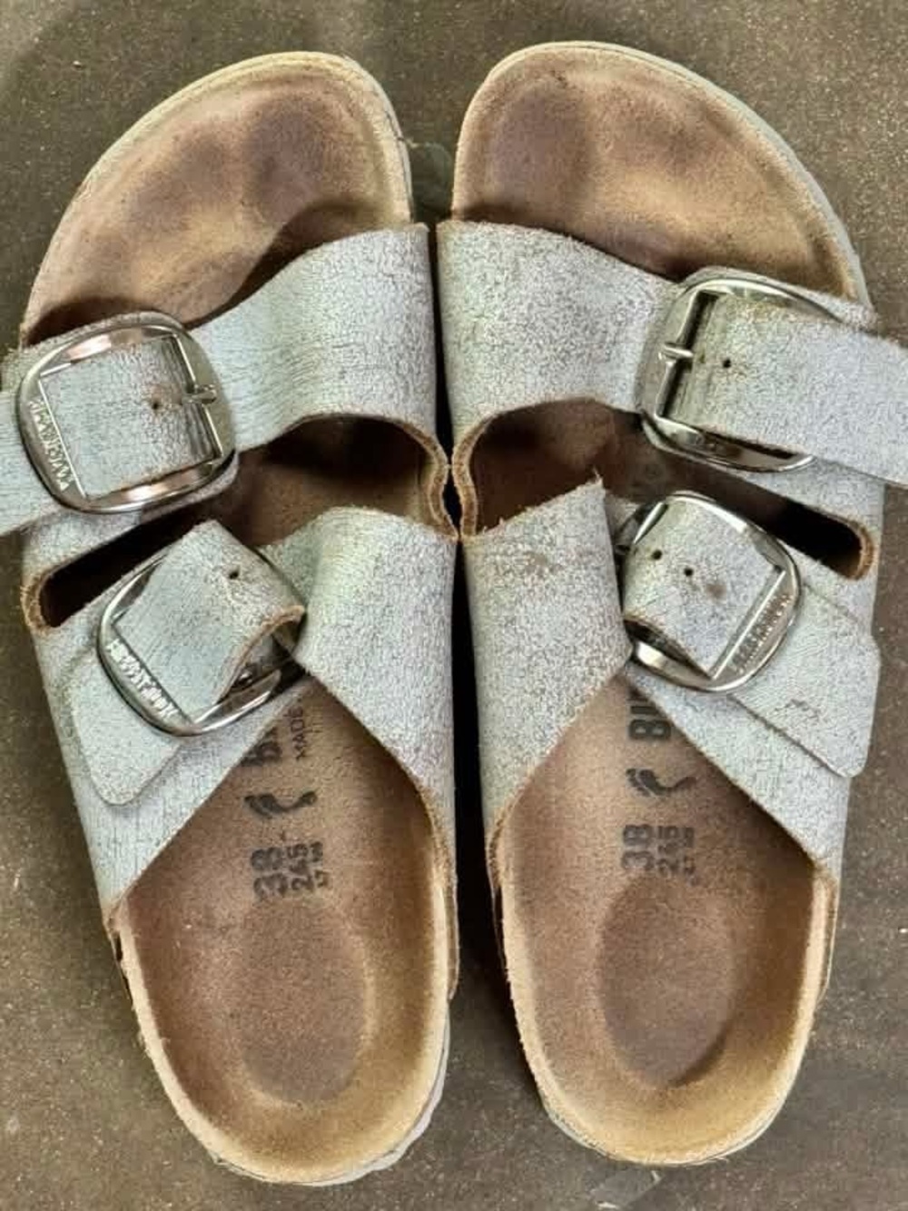 Birkenstock Silver Metallic Arizona Two-Strap Sandals